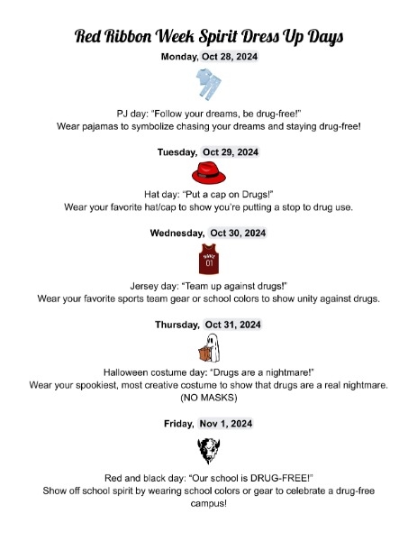 Geary Schools - Red Ribbon Week Dress-Up Days